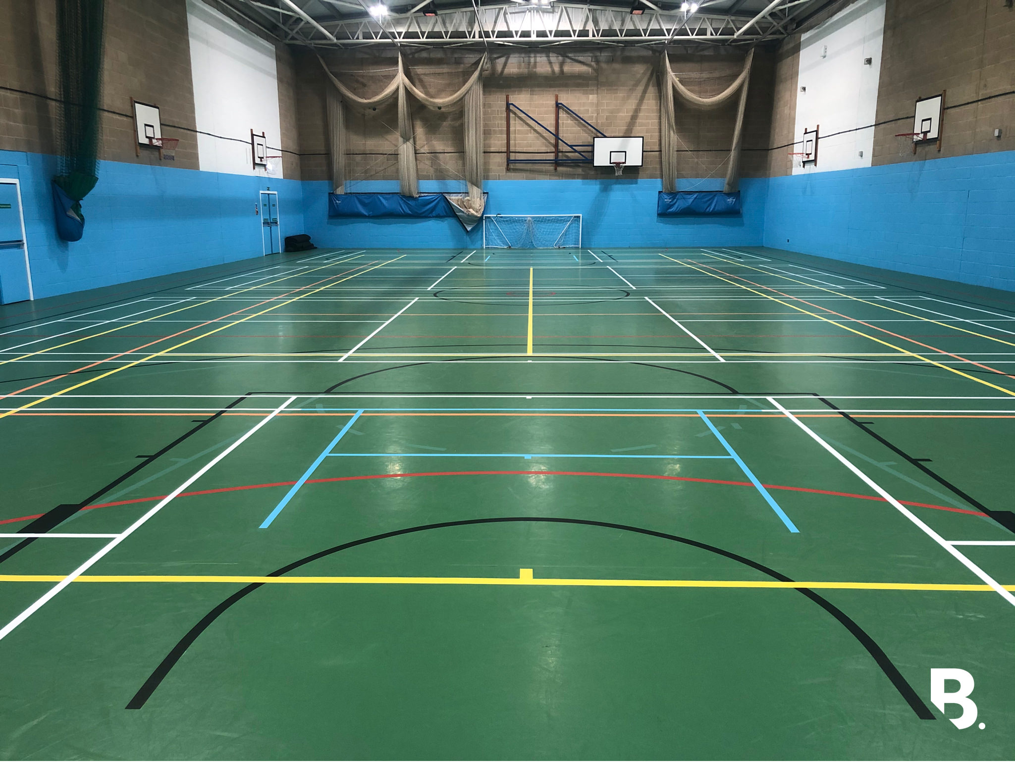 Bredon School Sports hall line markings lasted a quarter of a century