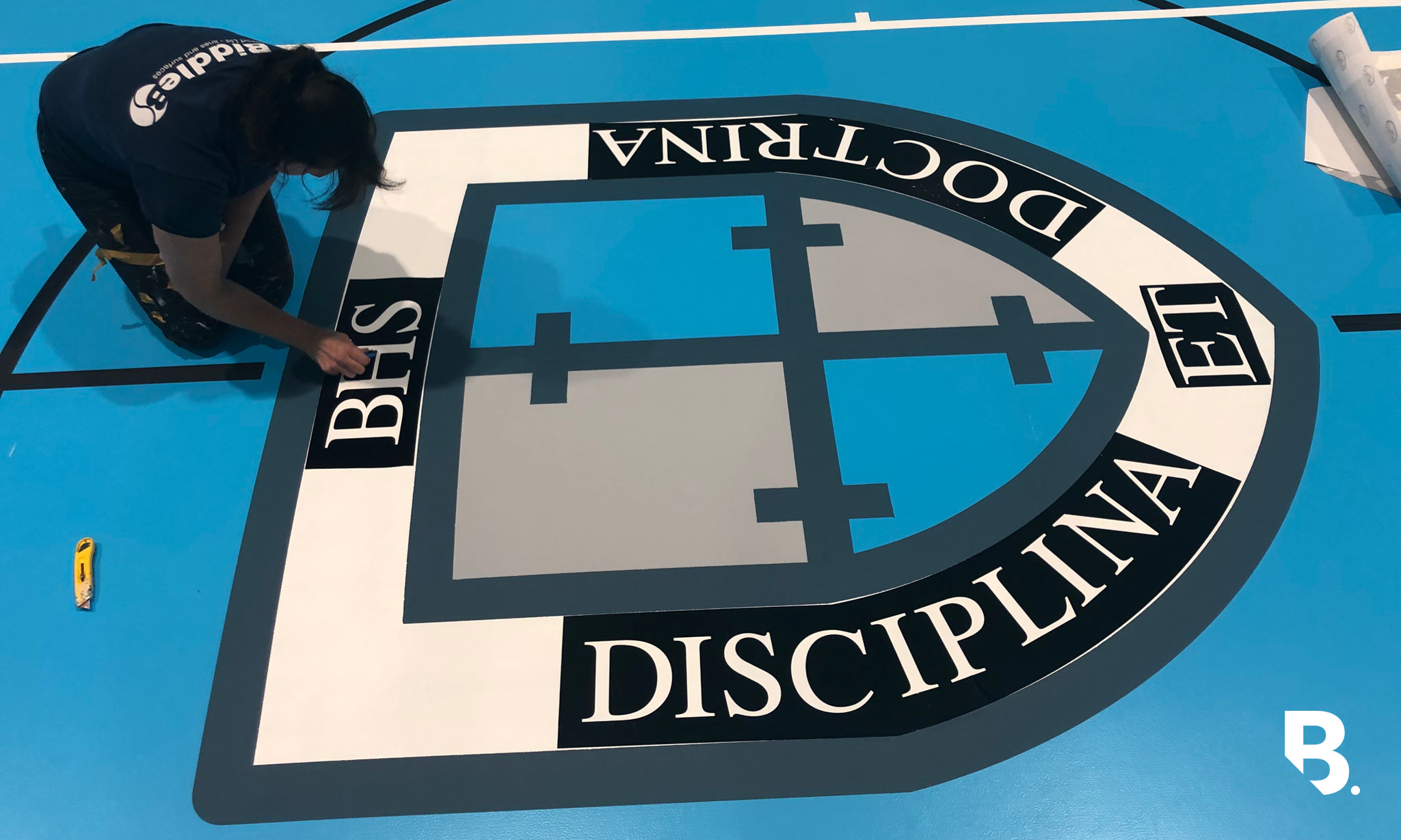 We paint School logos on 50% of the sports floors we court mark